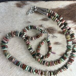 SOLD❤️Multi Colored Jasper Stones 18” Necklace & Earrings SS